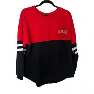 Belle Tweed Blessed Everyday Women’s Long Sleeve Red Jersey Sweatshirt Sz XL GUC